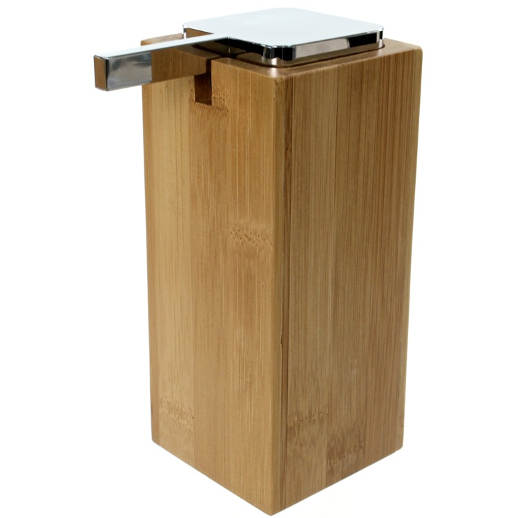 Gedy PO80-35 Large Wood Wood Soap Dispenser with Chrome Pump